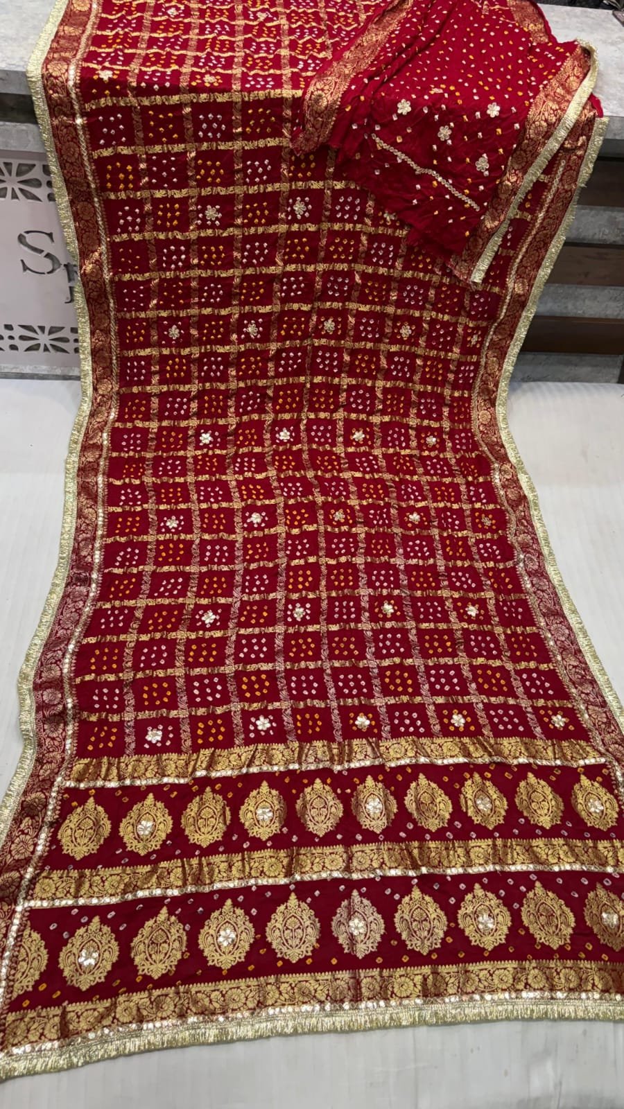 Pure Handloom Gajji Silk Bandej Saree