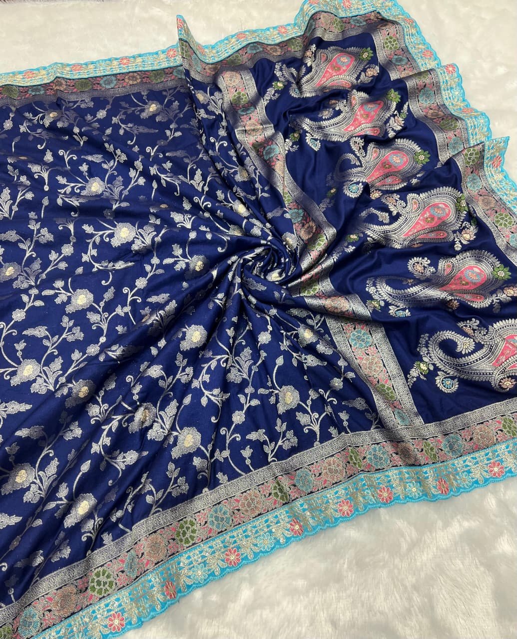 Pure Khaddi Crepe Georgette Meenakari Weaving image 4