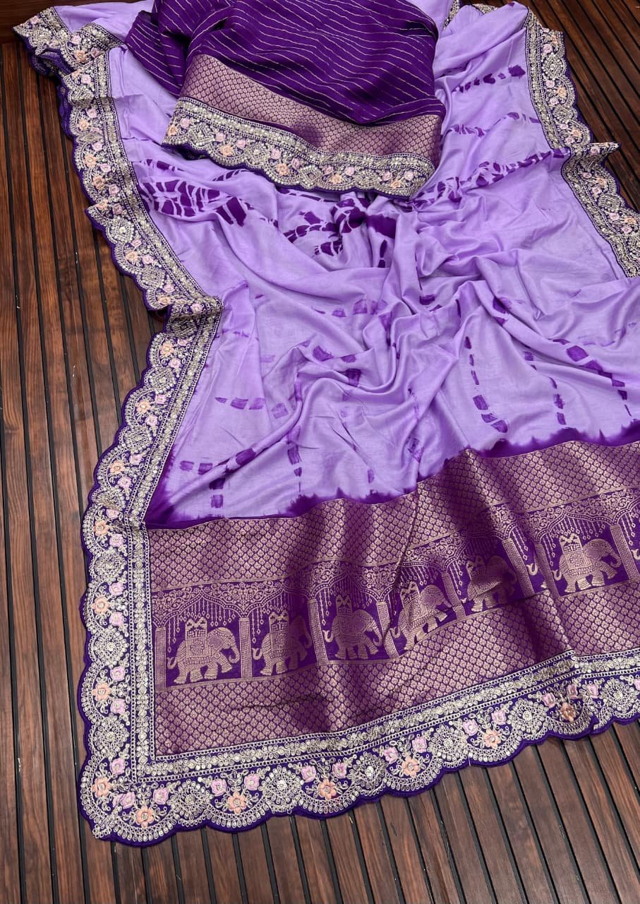 Pure Nylon Spun Viscose Jaquard Saree image 12