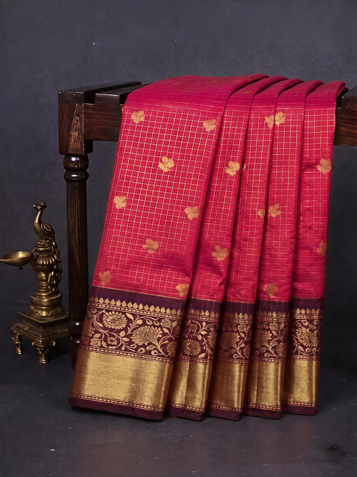Vintage Checks Semi Silk Sarees image 8