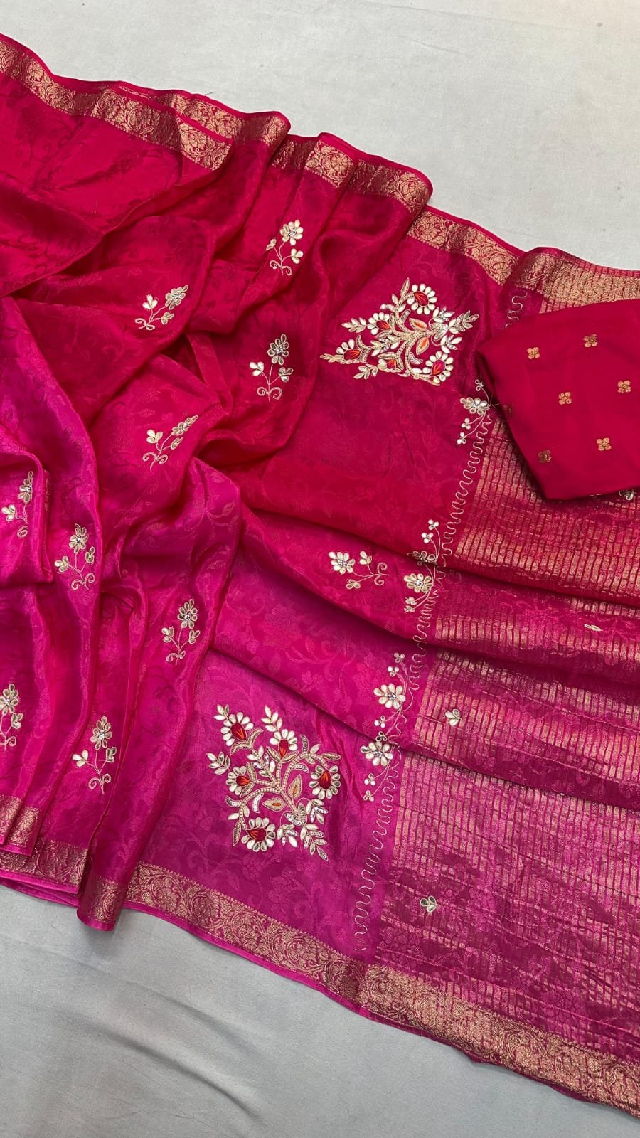 Fabric Pure Chinon Jaycard Jari Saree image 6