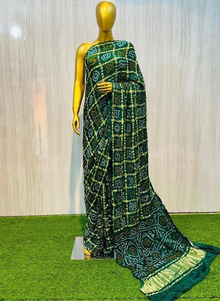 Model Gaji Silk Hand Bandhej Fancy Saree Gatchola Saree