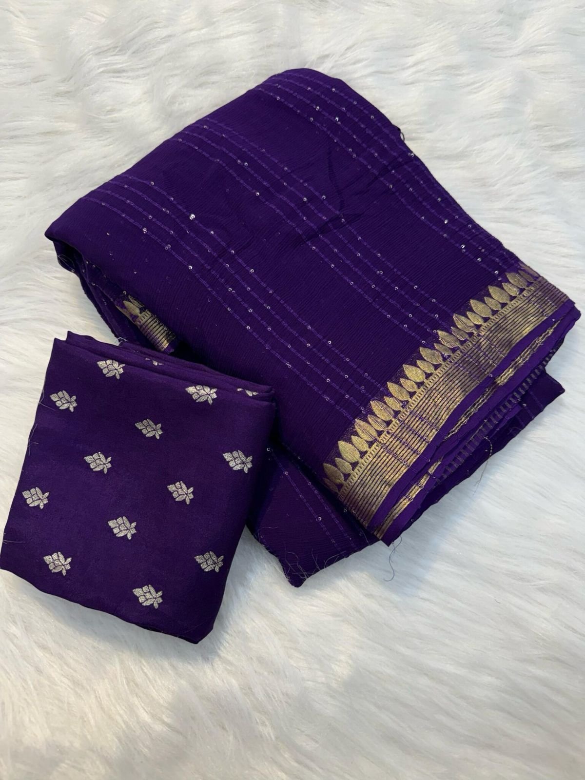 Pure viscose georgette saree with sequence image 12
