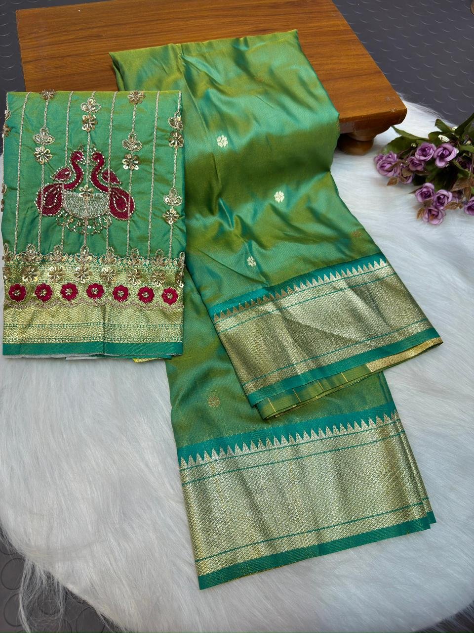 Aari Work Kalanjali Paithani image 9
