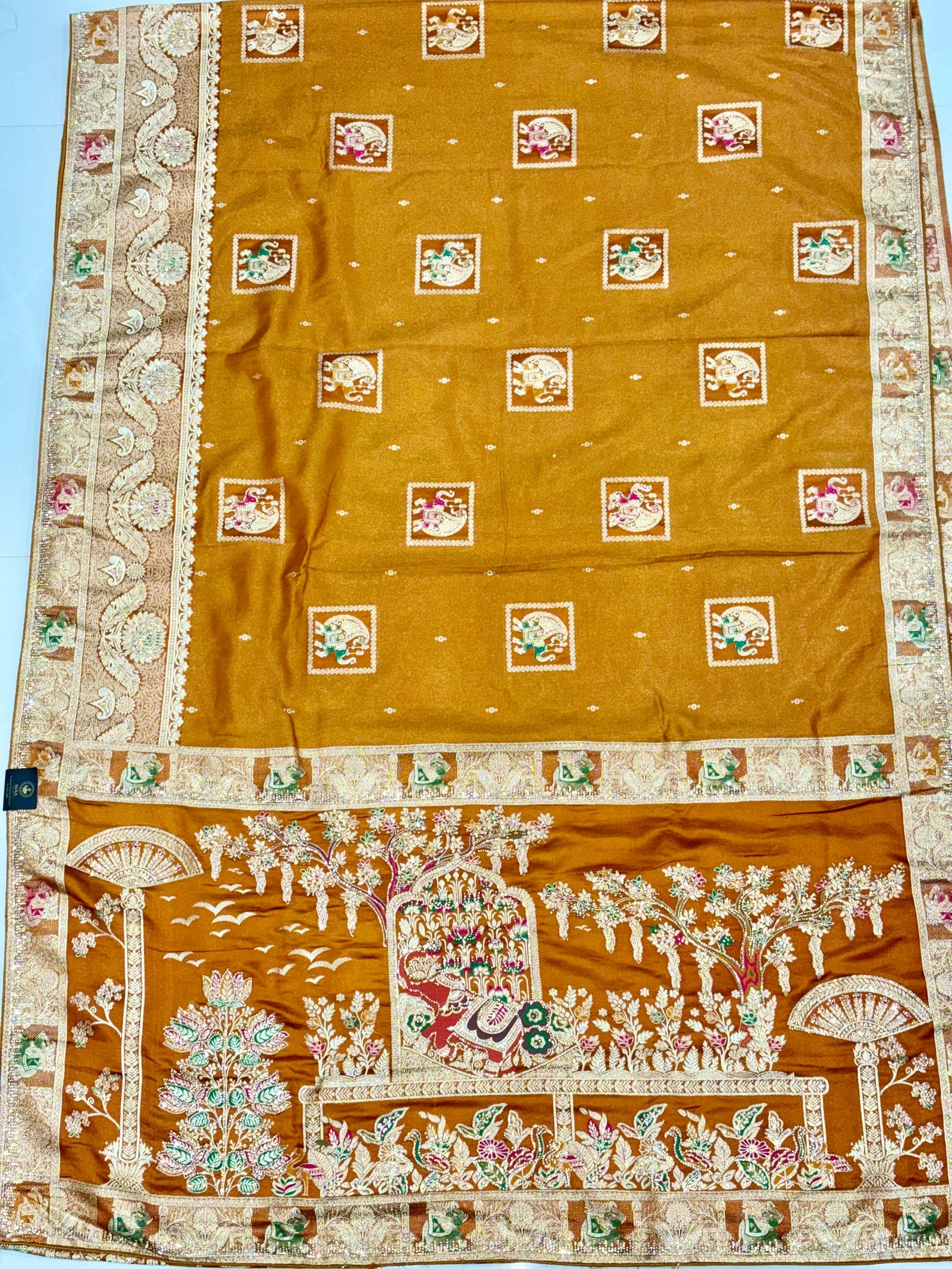 Bridal Tanchoi With Jarkan Work Saree image 7