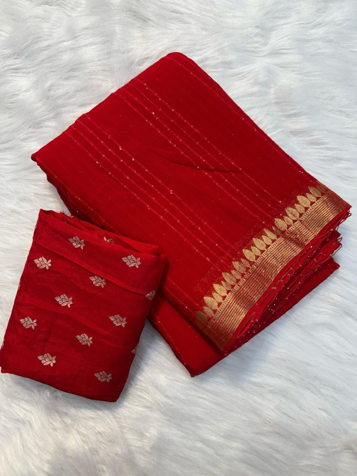 Pure viscose georgette saree with sequence image 9
