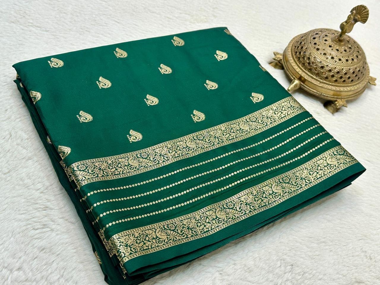3 Semi Mysore Crape Silk Sarees image 3