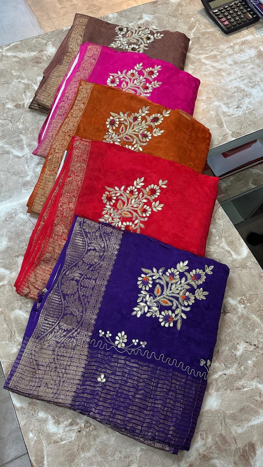 Fabric Pure Chinon Jaycard Jari Saree image 4