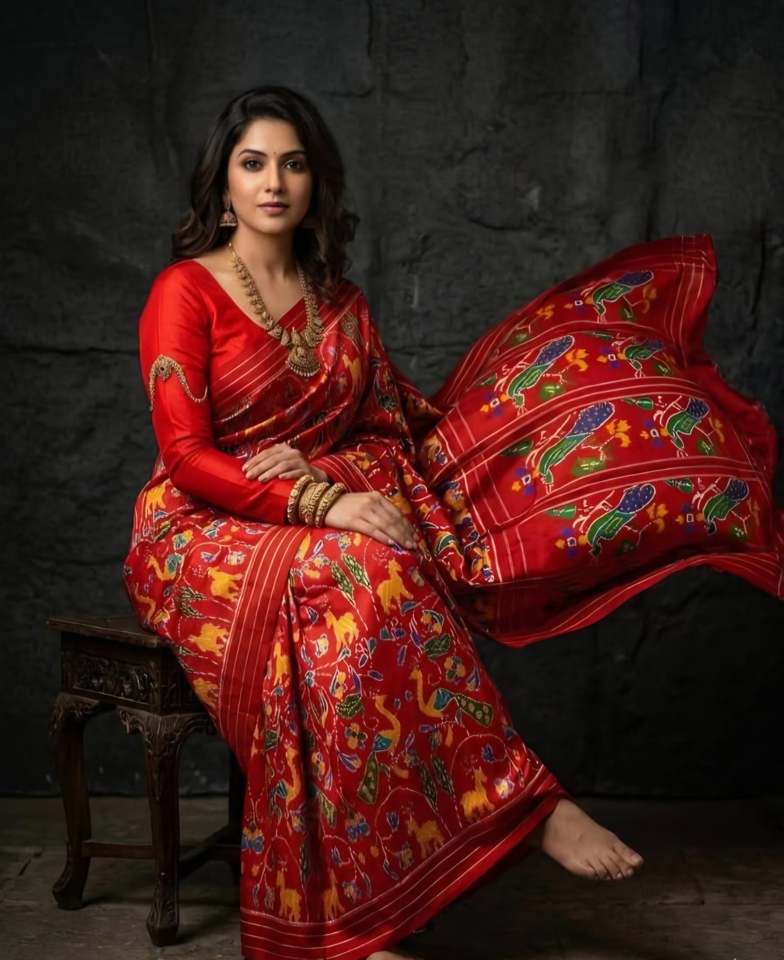 Exclusive Double weaving Ikkat printed Sarees image 5