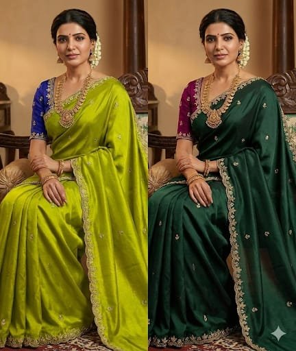 Moss chiffon saree