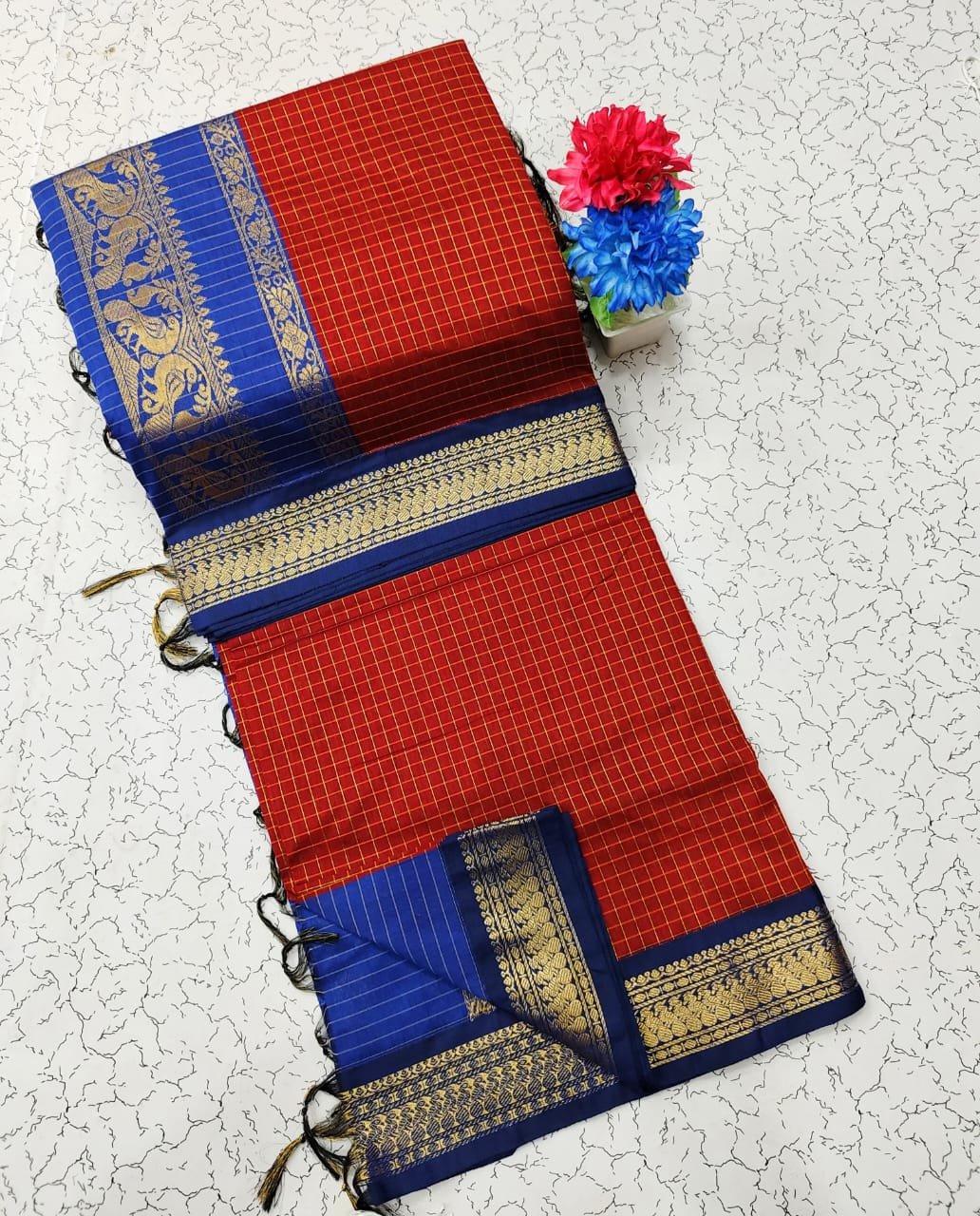 Kalyani Cotton Checks Saree image 24