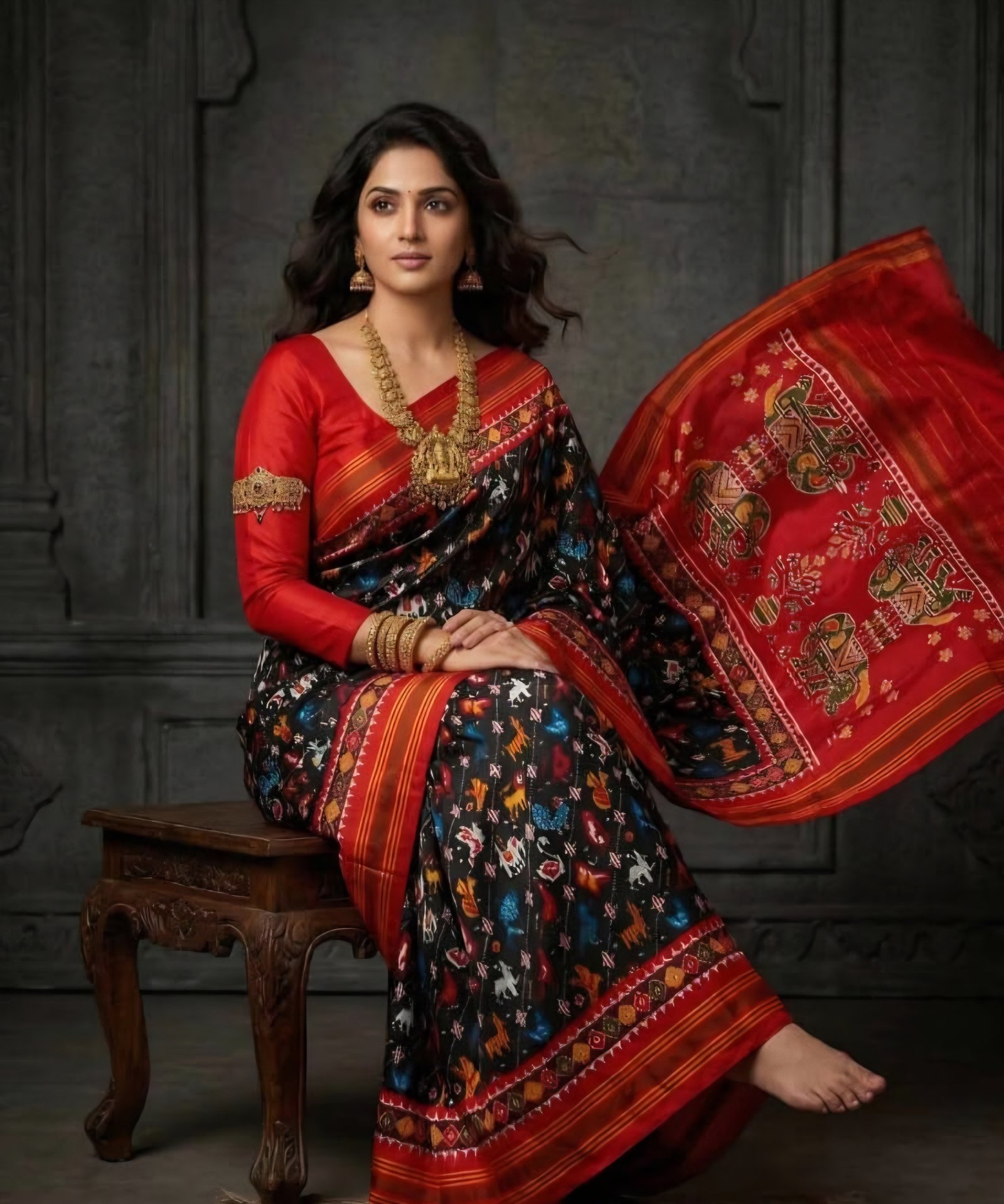 1 Exclusive Double weaving Ikkat printed Sarees