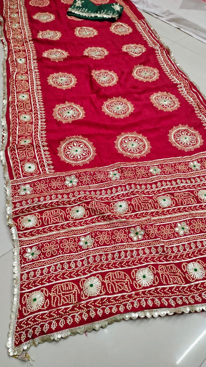 Pure Rajawadi Bhandhani Pallu Saree image 8