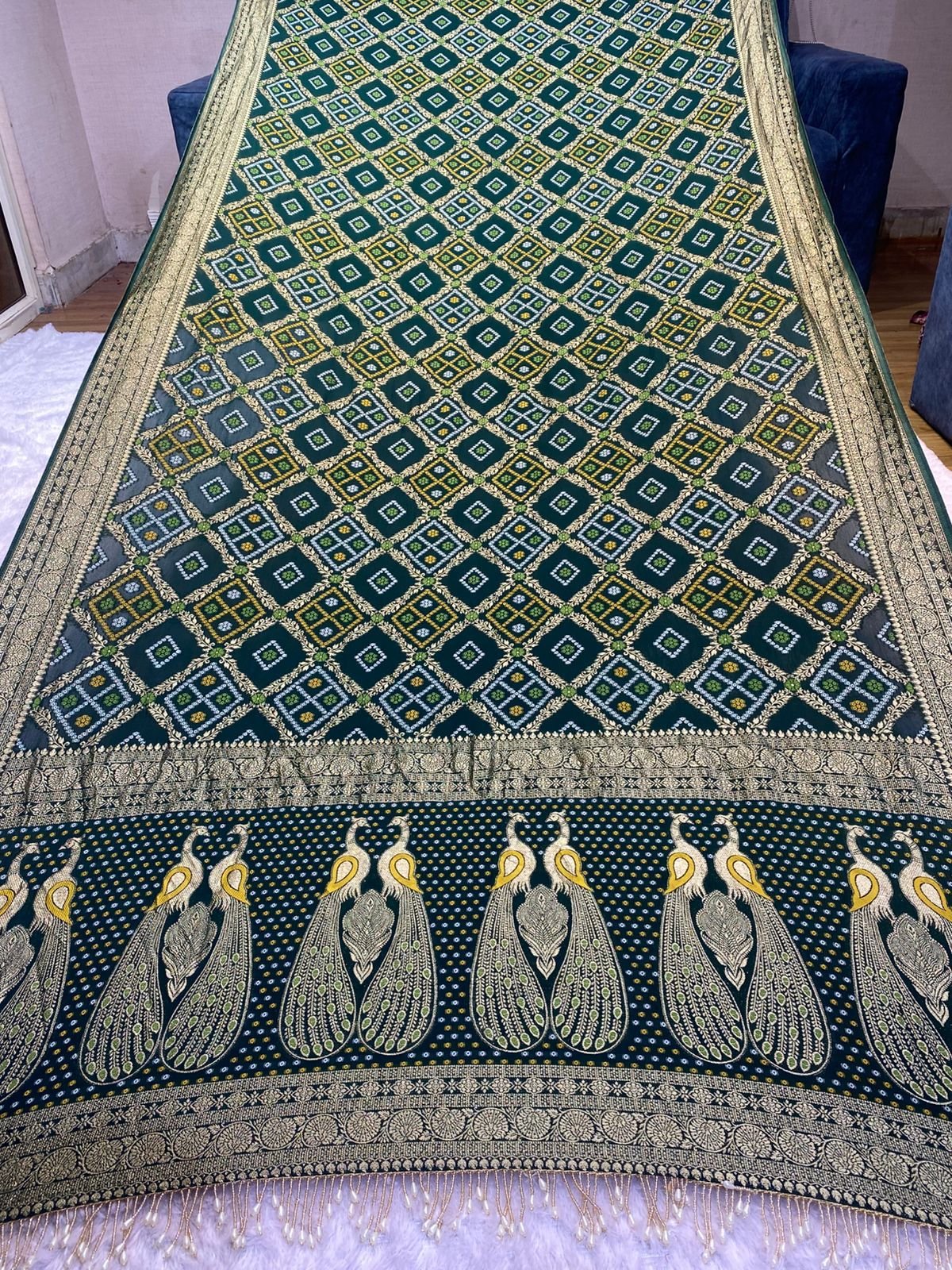 Pure Georgette Peacock Jangla Bandhani image 2