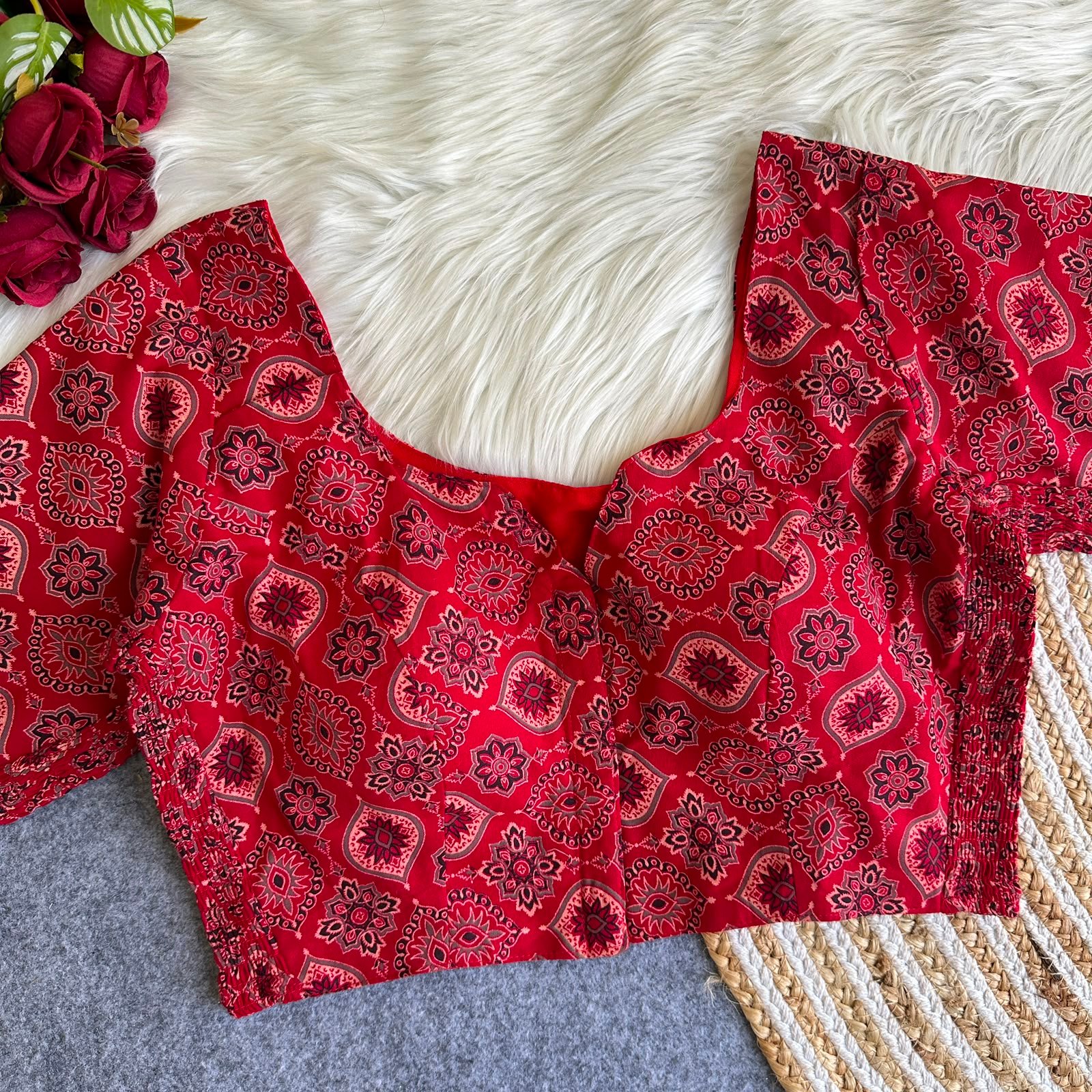 Ajrakh Print Elastic Blouse image 2