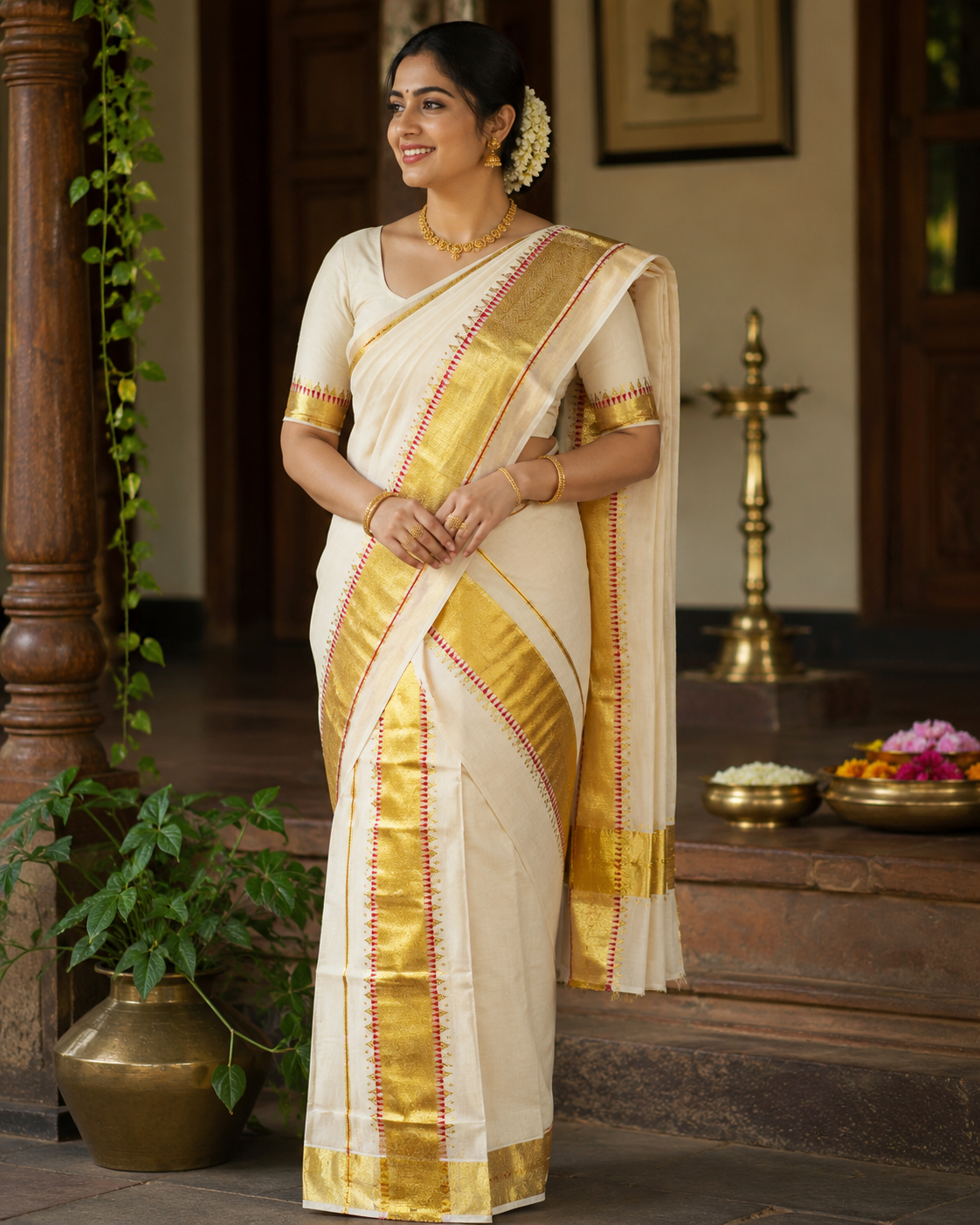 Kerala Kasavu Set Mundu Tissue