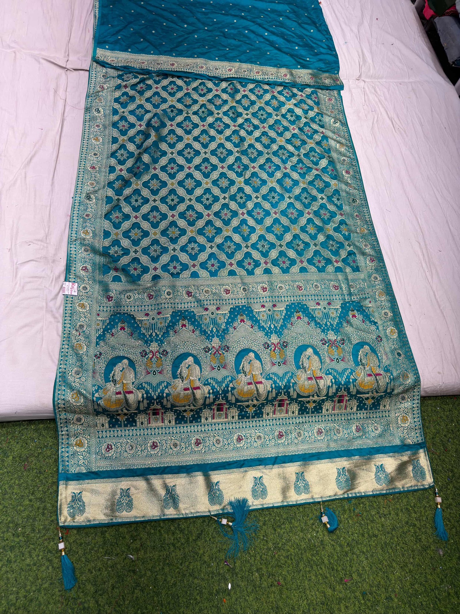 Gaji Satin Silk Saree With Jarkan image 4