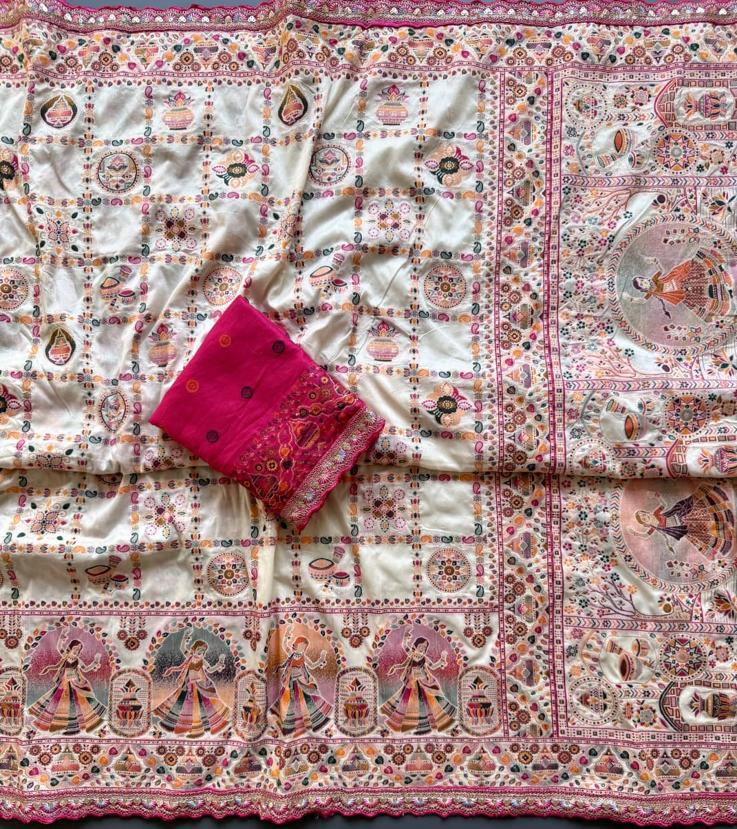 5 Pure Soft Rajwadi Pashmina Silk Jaquard Weaving Saree image 17