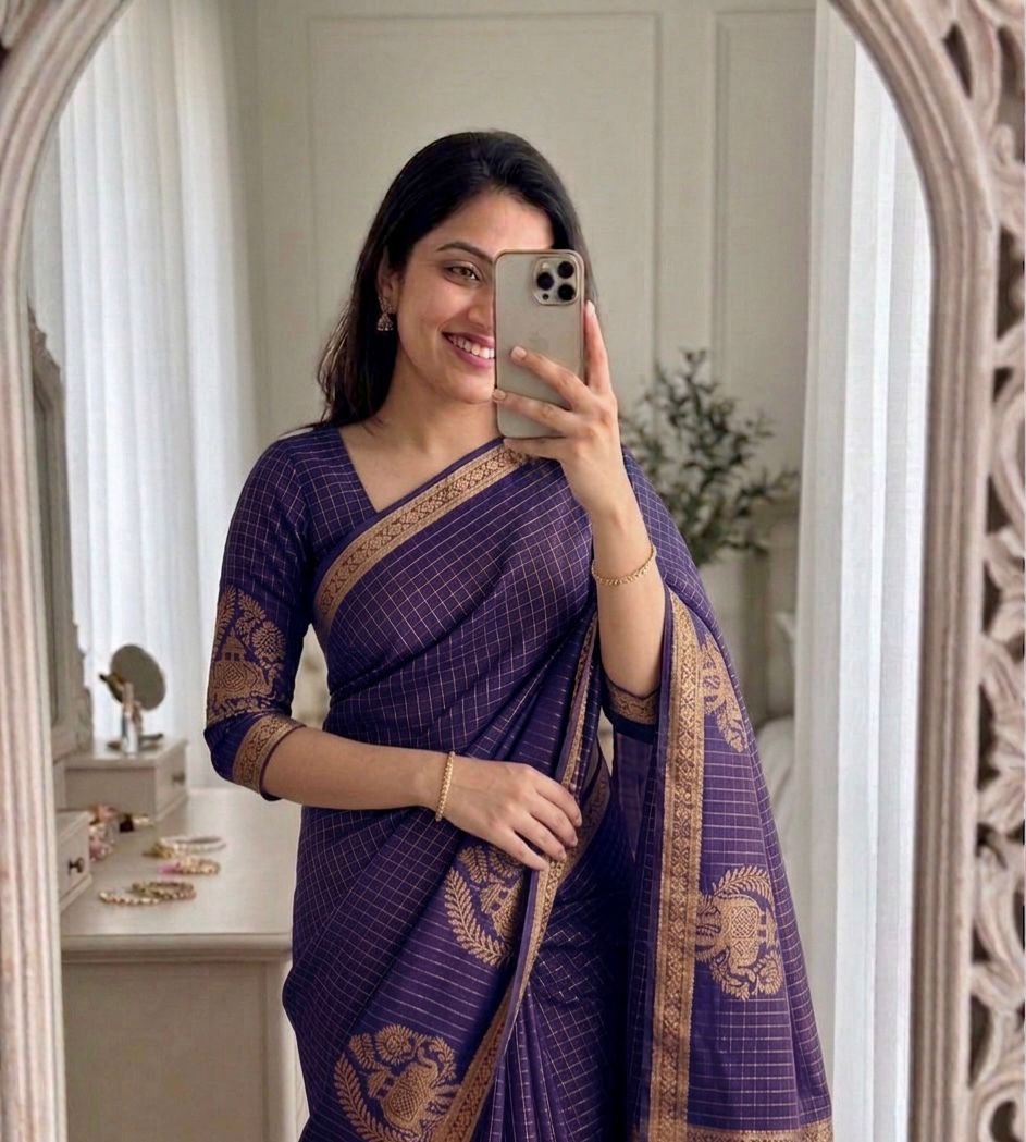 Viscose Chinon Weaving Pattern Saree