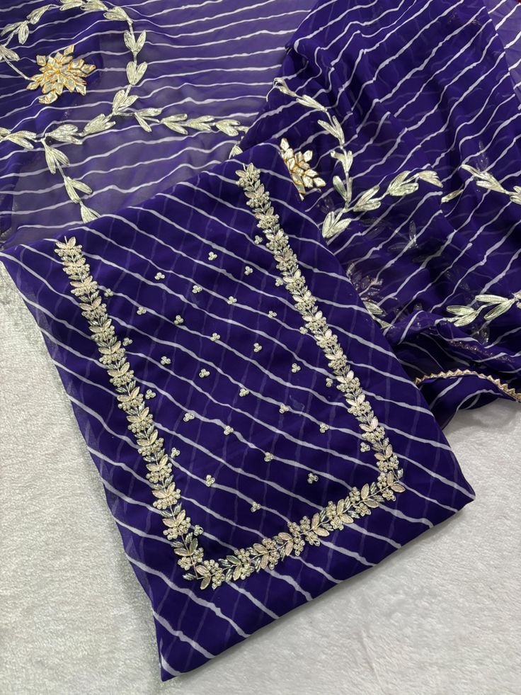 Viscose Georgette Lehriya Dress Material image 5