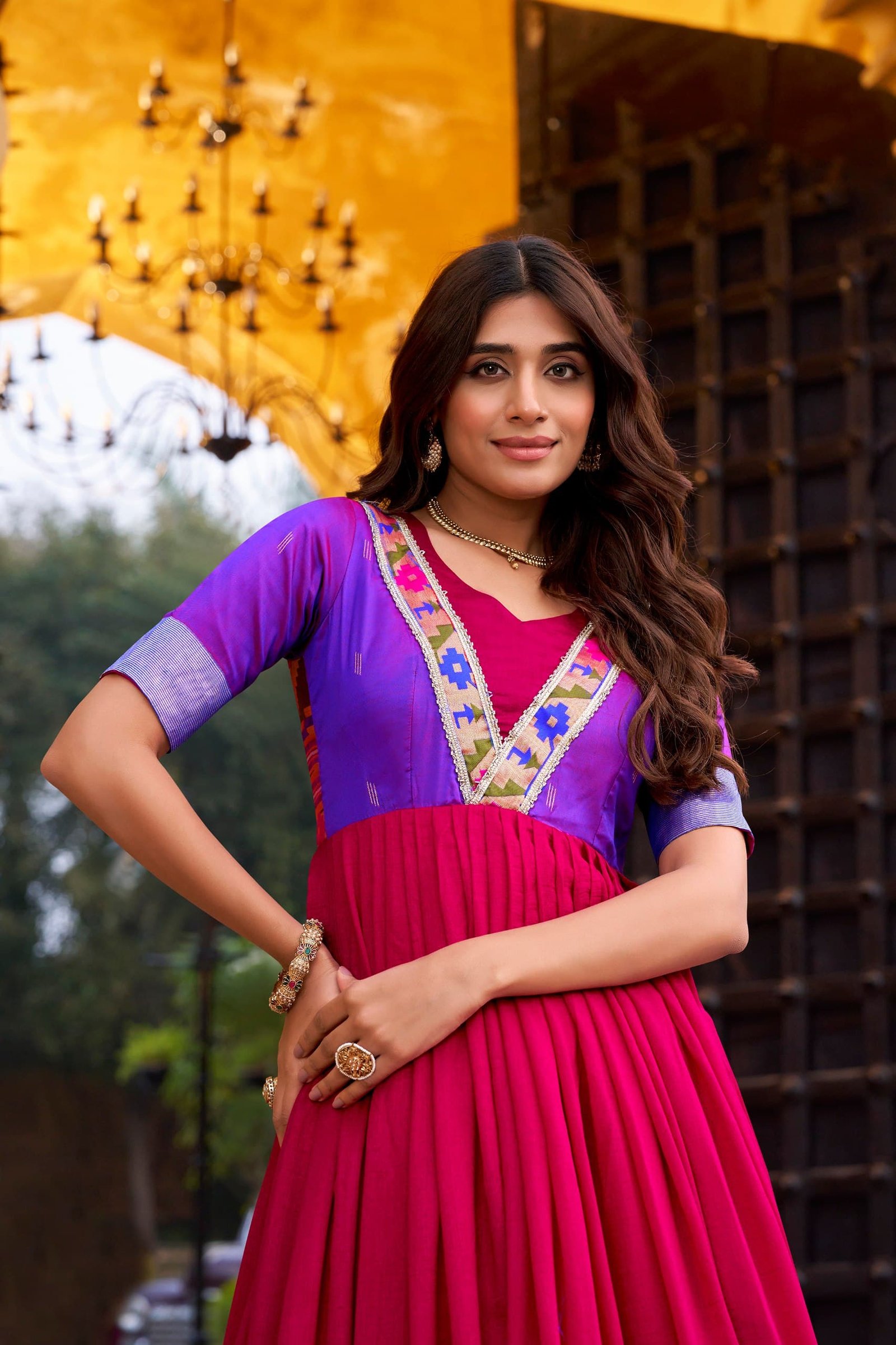 Luxurious Vichitra Silk Gown image 13