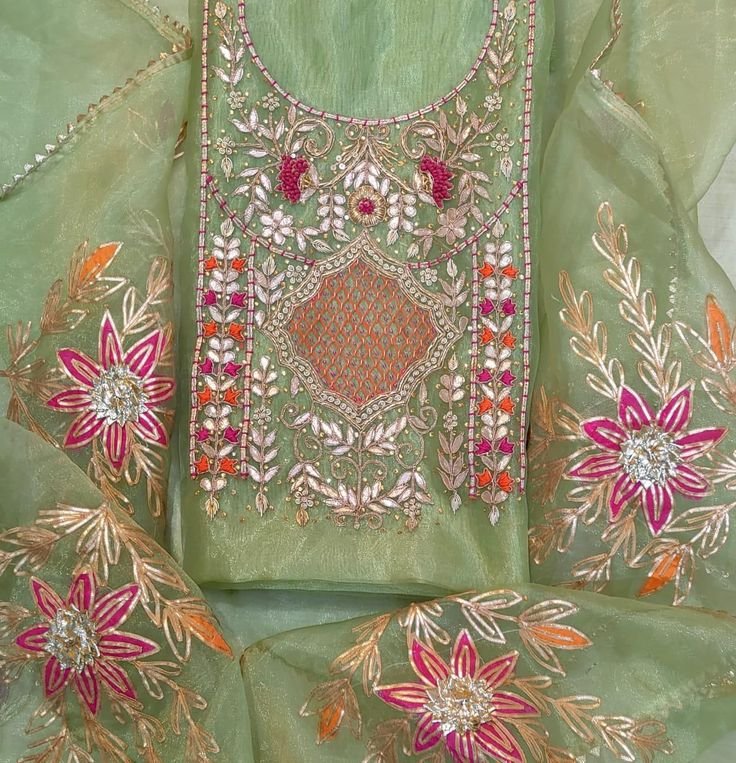 Organza Heavy Kurta Dupatta Set Dress Material image 3