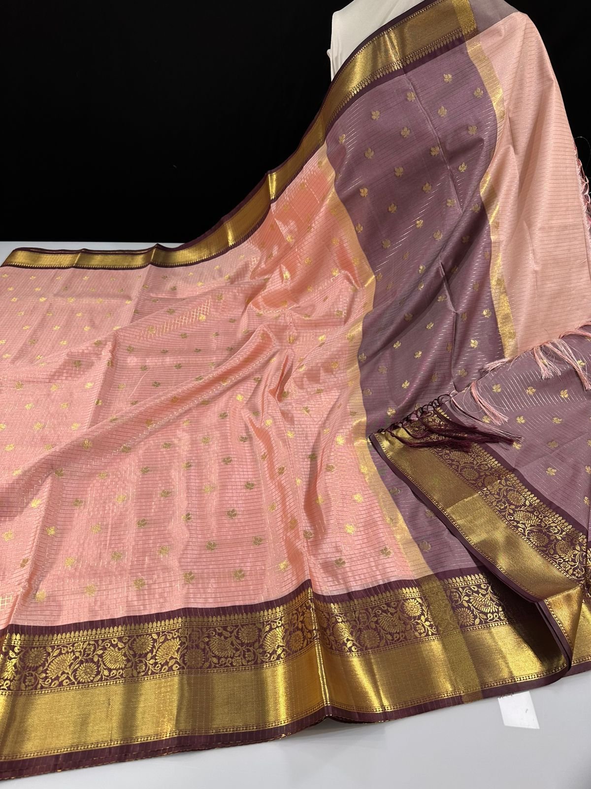 Vintage Checks Semi Silk Sarees image 4