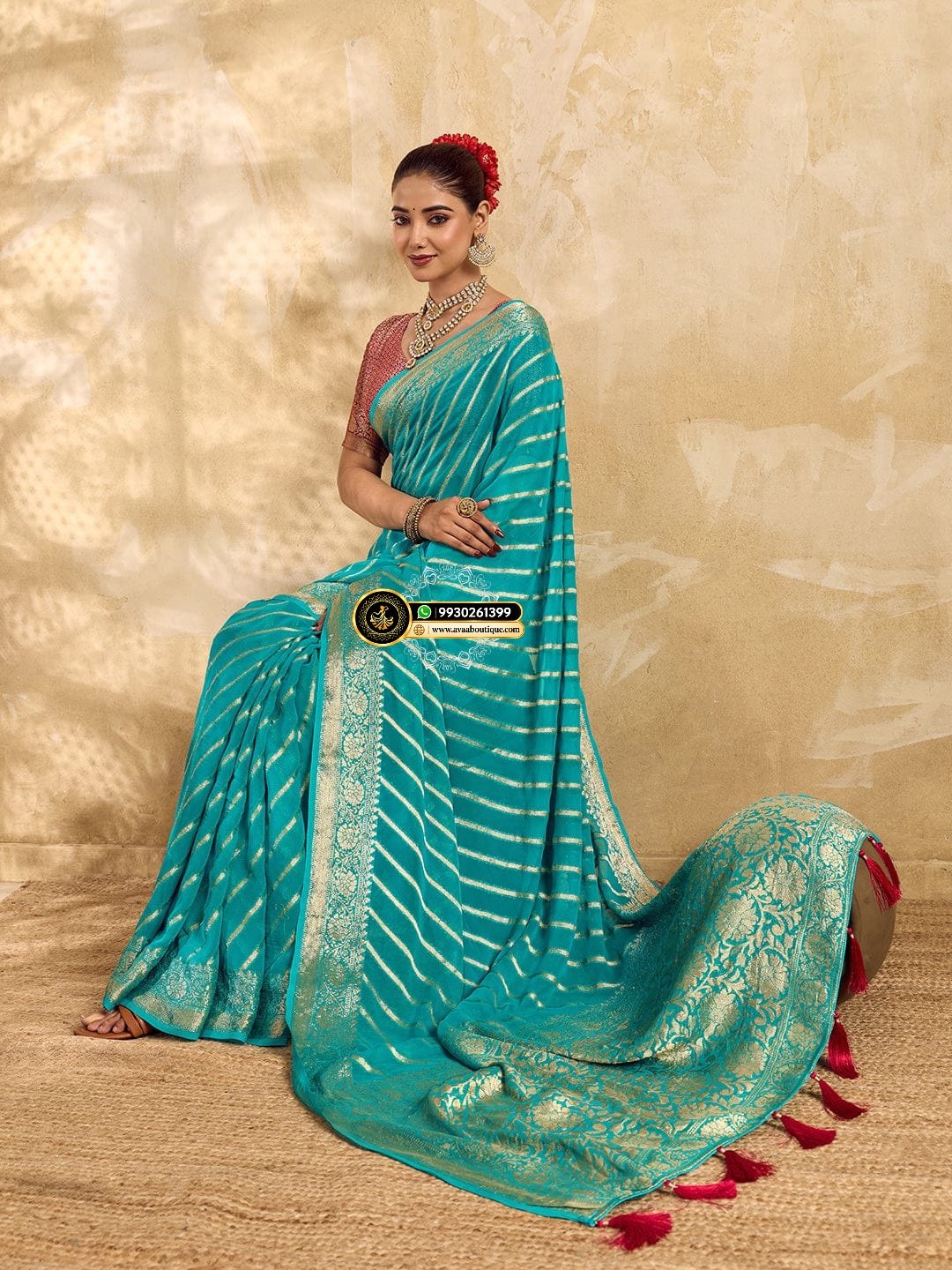 Banarasi Handloom Leheriya Zari Weaving Saree