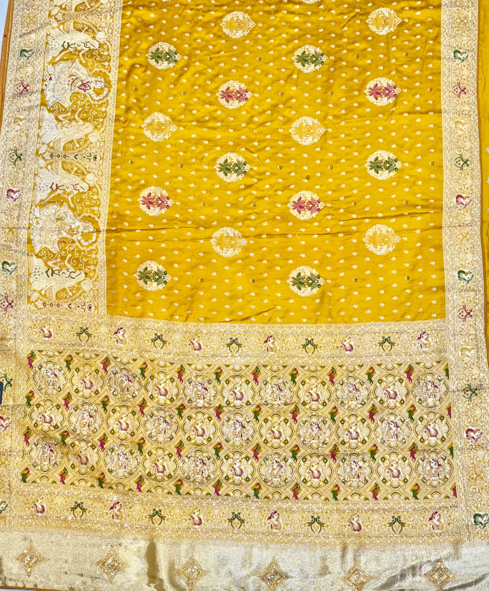 Bridal Yellow Jarkan Work Sarees image 7