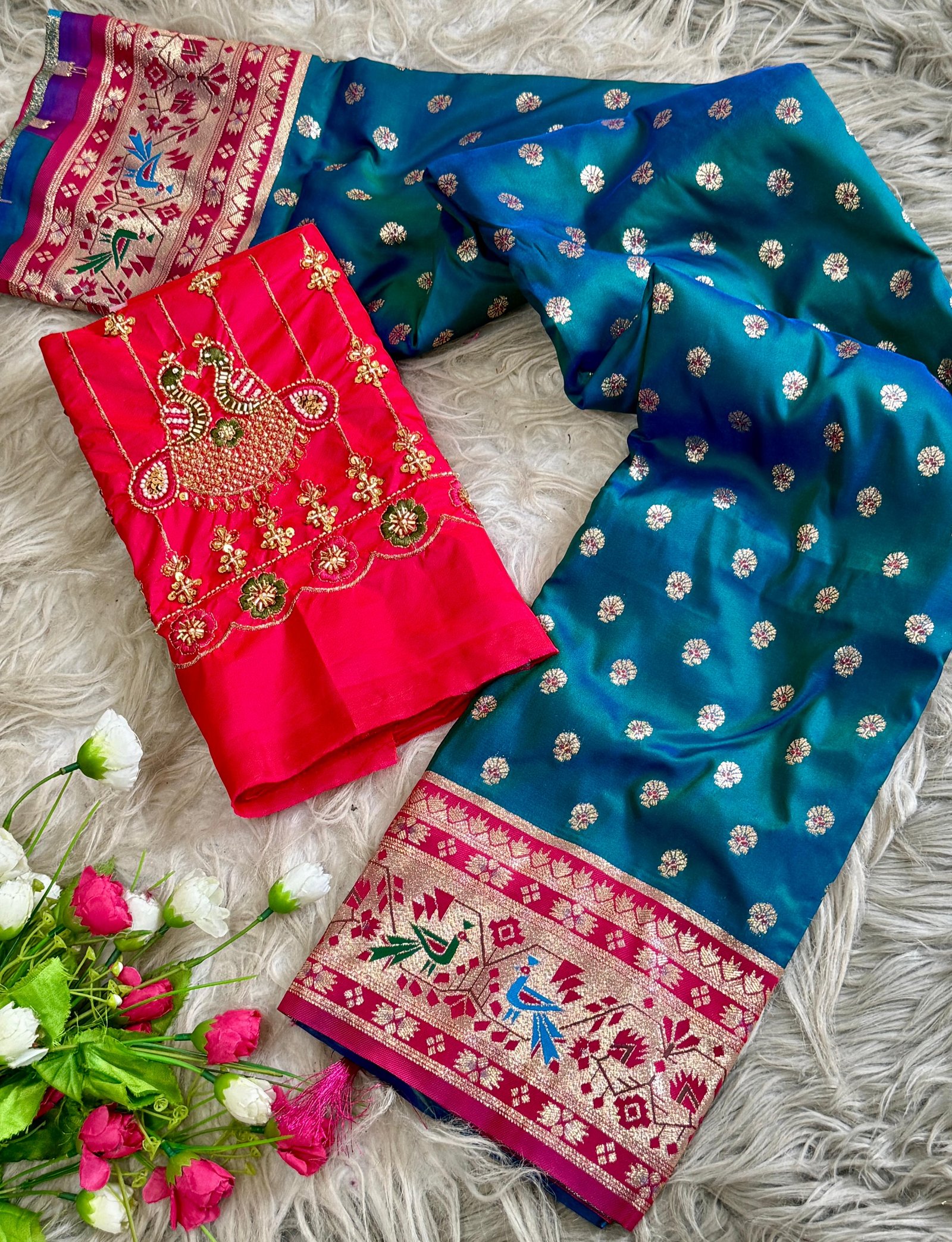 Kalanjali Paithani With Aari Work Blouse image 14